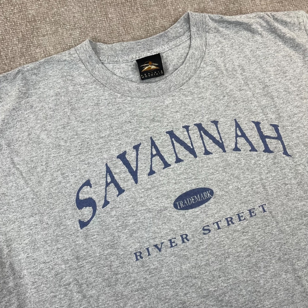 VTG Savannah River Street Graphic Cotton Prairie Mountain‎ T Shirt Mens XL Gray